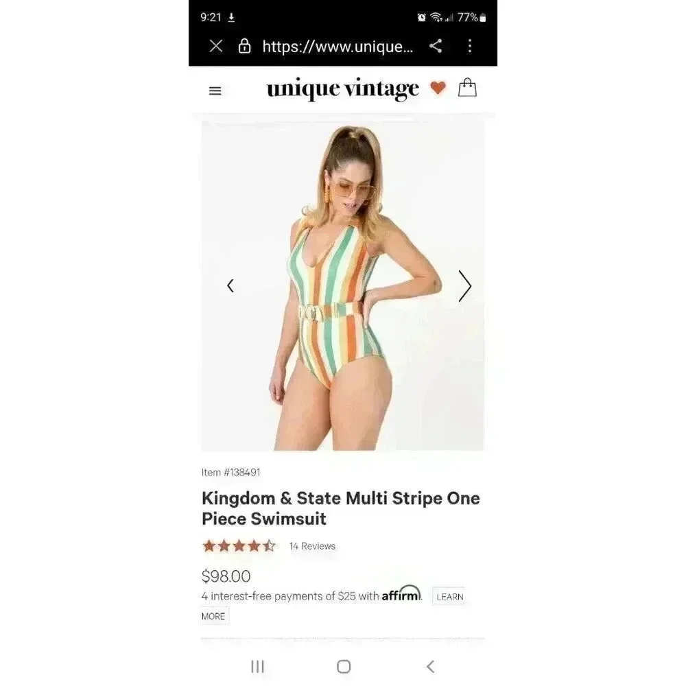 Kingdom & State multi‎ Stripe One piece suit size 1X